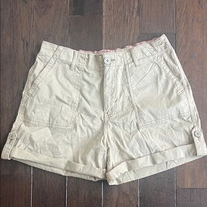 Kensie Light Khaki Roll-Cuff Utility Shorts